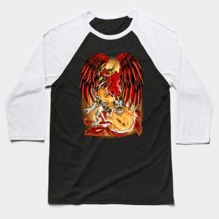 Red Fire Phoenix Baseball T-Shirt